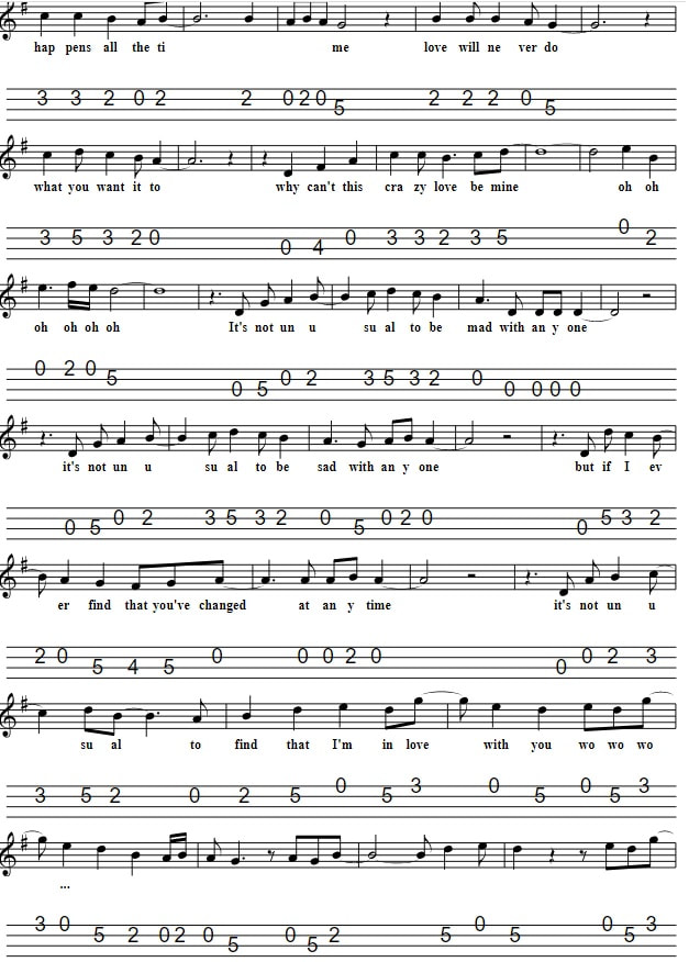 It's Not Unusual Sheet Music And Mandolin Tab part two