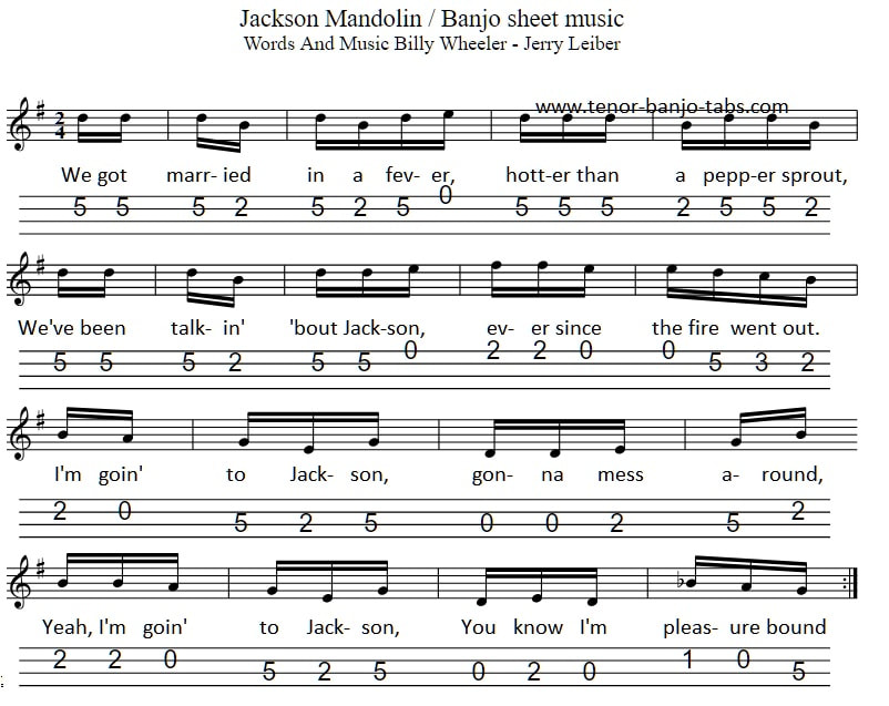 Jackson Mandolin / Banjo Tab sheet music