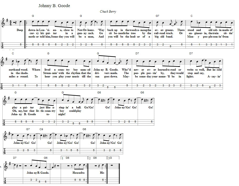 Johnny B Good sheet music with chords