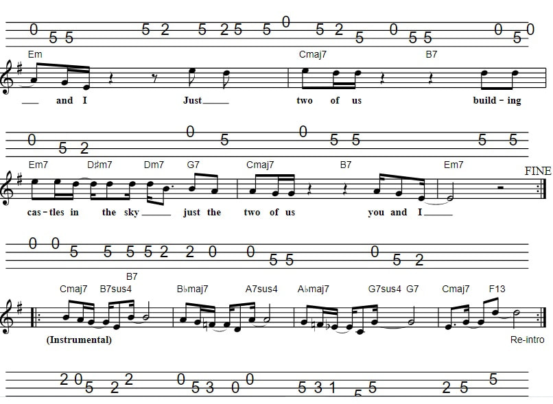 Just The Two Of Us Sheet Music And Mandolin Tab part two