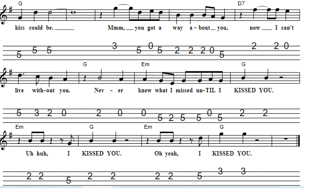 Till I Kissed You Sheet Music And Mandolin Tab part two