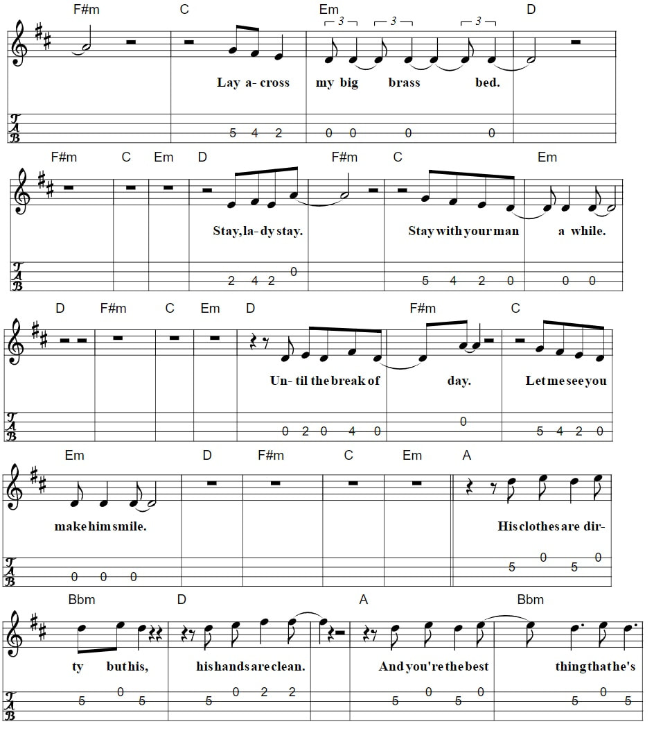Lay Lady Lay Mandolin Tab With Chords By Bob Dylan