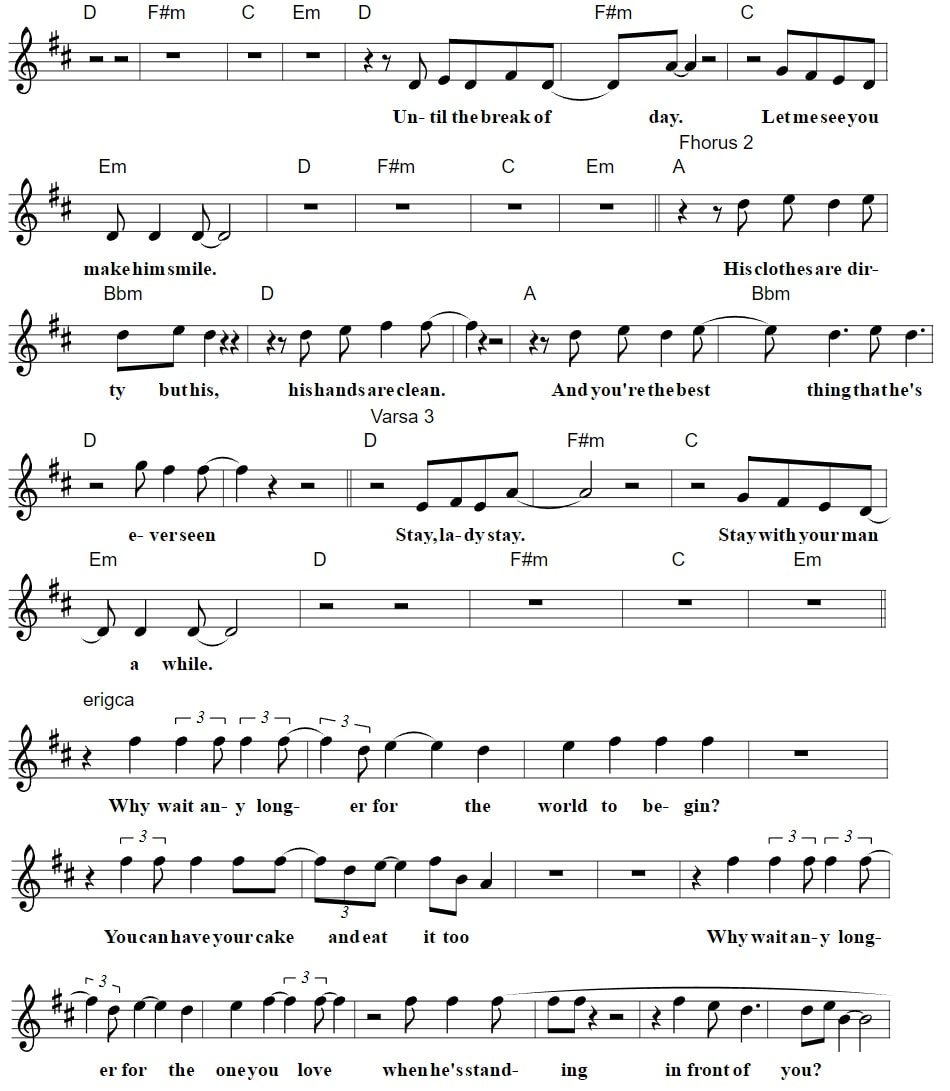 Lay Lady Lay Sheet Music By Bob Dylan with chords part two