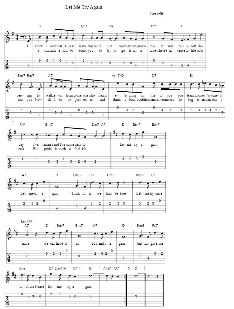 Let me try again guitar tab and chords