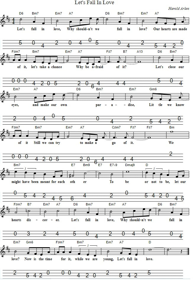 Lets Fall In Love Sheet Music and mandolin tab