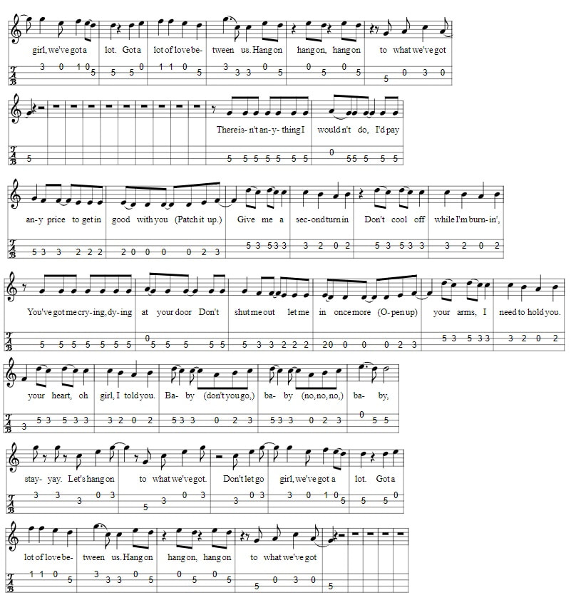 Lets Hang On Frankie-Valli & The Four Seasons Sheet Music And mandolin tab part two