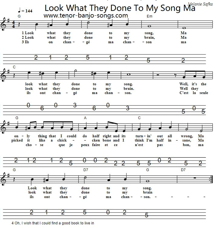 look what they've done to my song mandolin sheet music tab