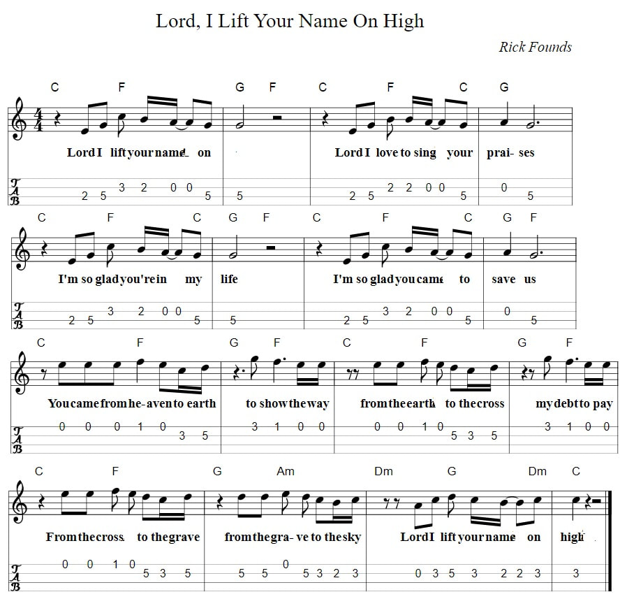 Lord I lift your name on high sheet music mandolin tab and chords