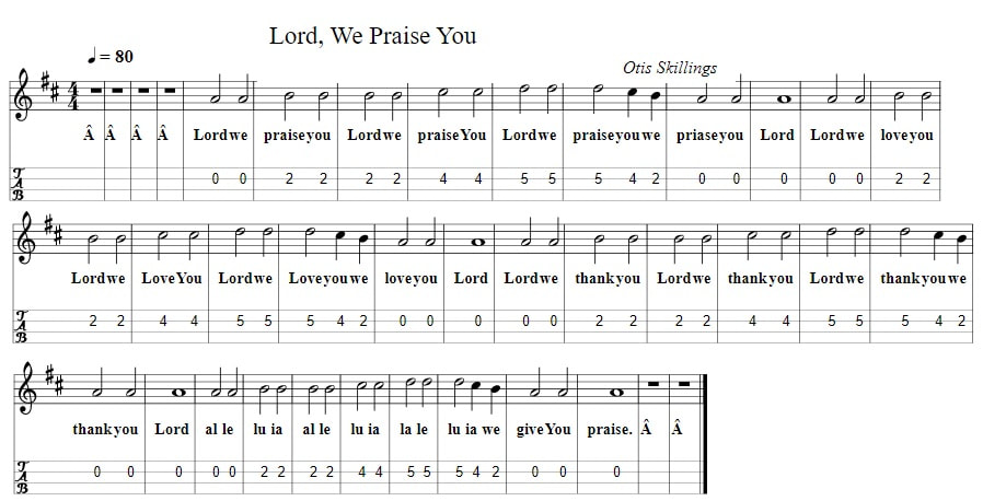 Lord we praise you sheet music mandolin tab