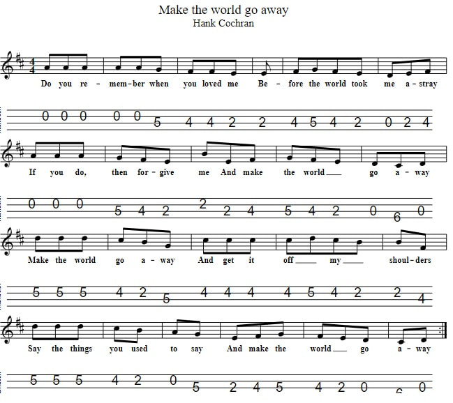 Make The World Go Away Mandolin Tab