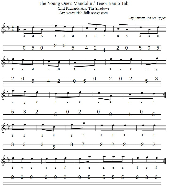 Mandolin Tab in D Major The Young Ones