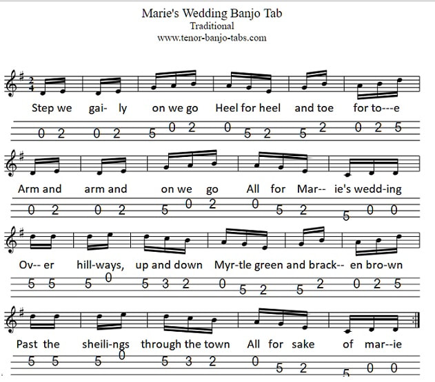 Maries Wedding Banjo / Mandolin Tab