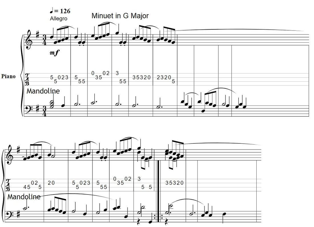 Minuet in G Major mandolin classical music tab