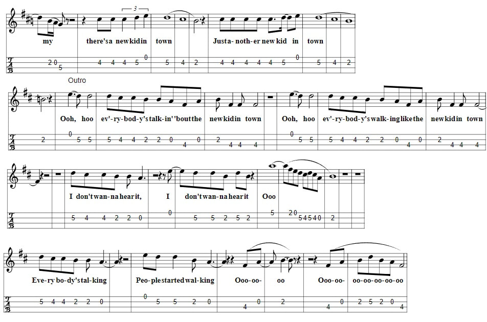 The Eagles Mandolin Tab New Kid In Town page three