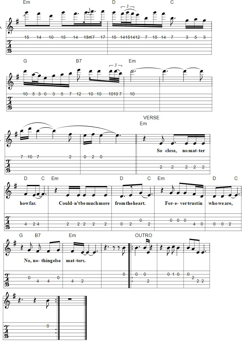 Nothing Else Matters Guitar Tab By Metallica part five