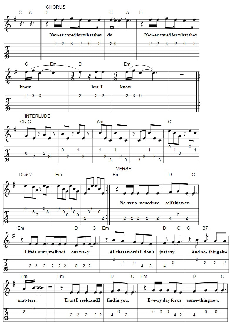 Nothing Else Matters Guitar Tab By Metallica part three