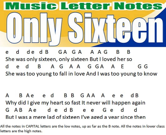 Only sixteen music letter notes