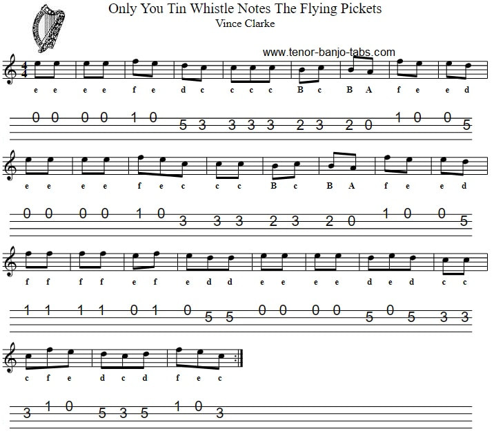 Only you sheet music notes in C Major by The Flying Pickets
