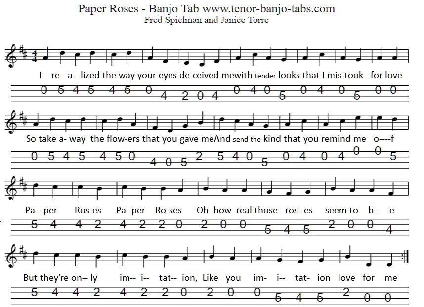 Paper roses mandolin sheet music tab