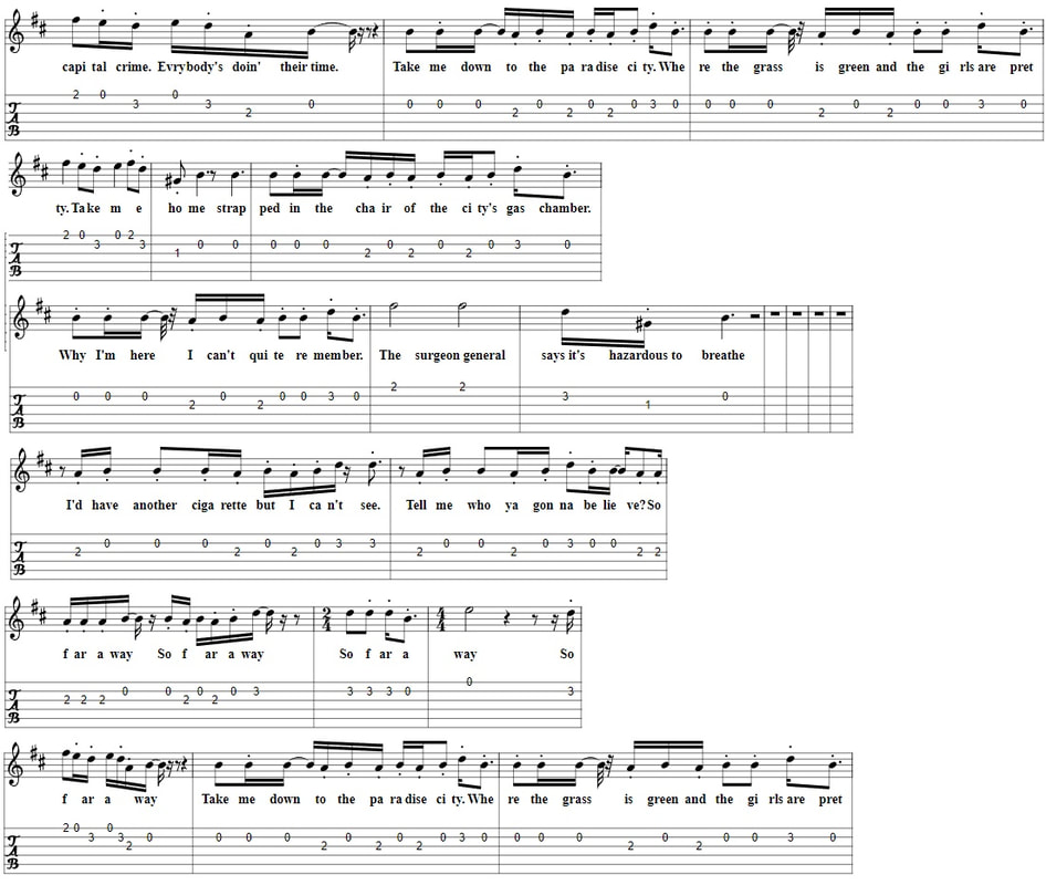 Paradise City Fingerstyle Guitar Tab part two