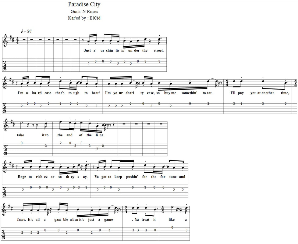 Paradise City Fingerstyle Guitar Tab