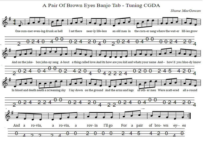 A pair of brown eyes mandolin tab in CGDA Tuning