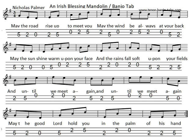 An Irish Blessing Mandolin Tab
