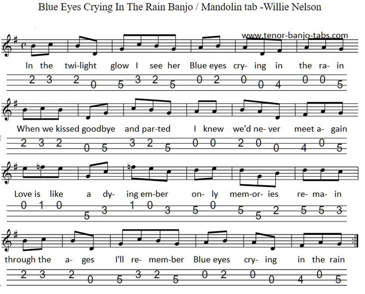 blue eyes crying in the rain mandolin tab