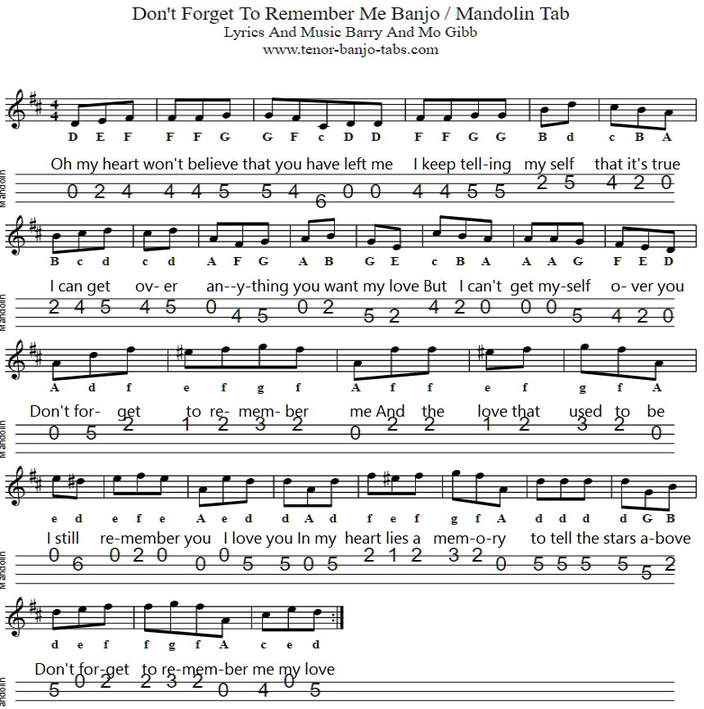 dont forget to remember me mandolin tab