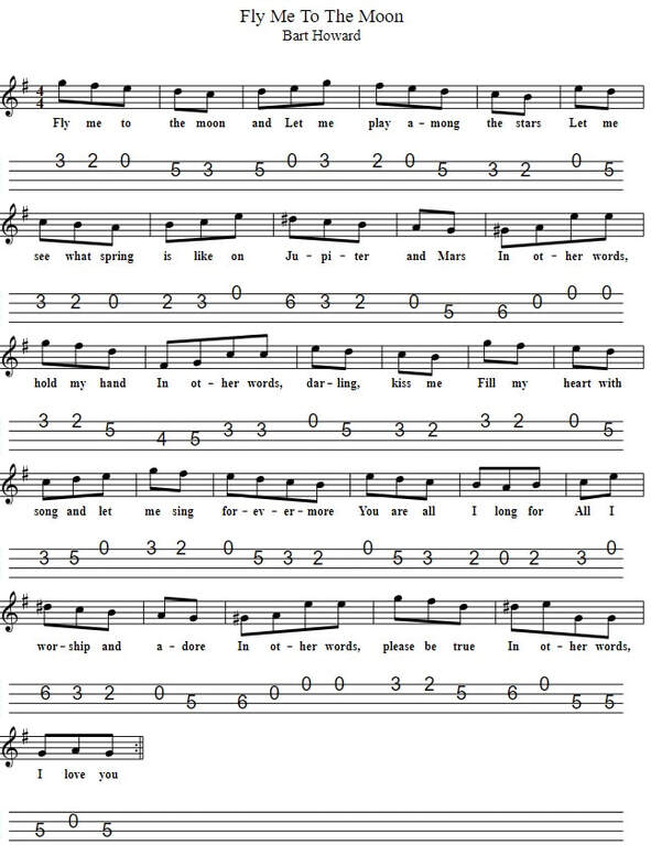 Fly Me To The Moon Mandolin tab in G Major