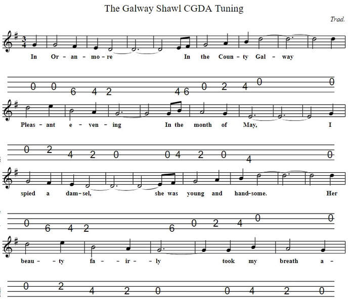 The Galway Shawl mandolin tab in CGDA Tuning