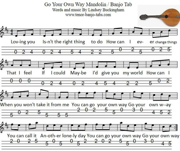 Go your own way mandolin tab
