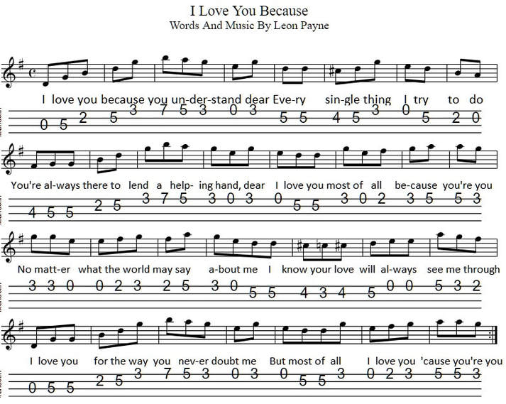 I Love You Because sheet music for mandolin