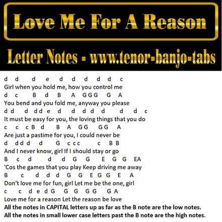 Love me for a reason boyzone mandolin / banjo tab
