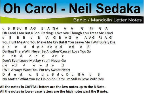 Oh Carol music notes