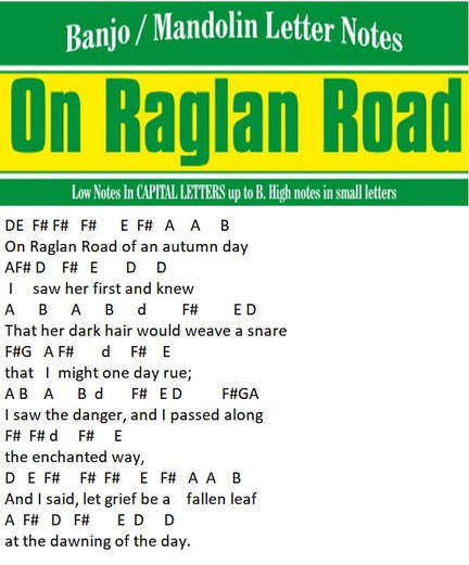 Raglan road banjo letter notes
