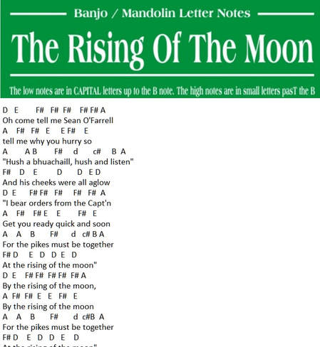 The rising of the moon banjo letter notes