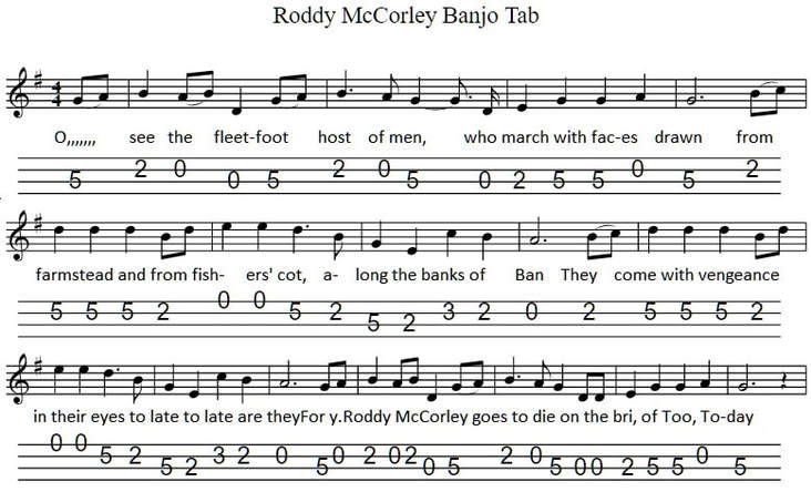Roddy McCorley banjo tab