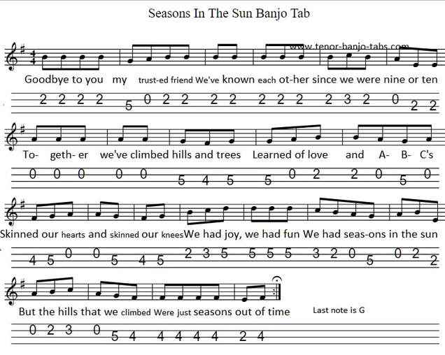 Seasons in the sun mandolin sheet music tab