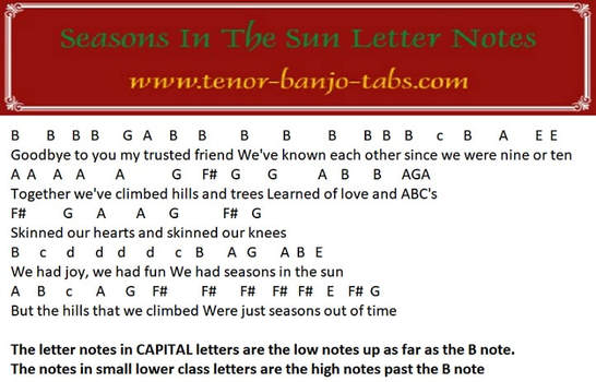 Seasons in the sun music letter notes