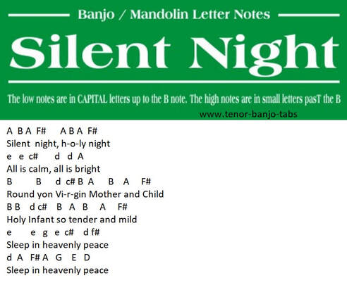 Silent night banjo letter notes