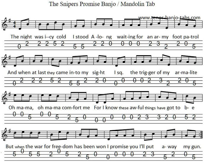The sniper's promise 4 string banjo / mandolin tab