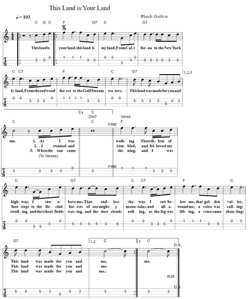 This land is your land fingerstyle mandolin tab with chords