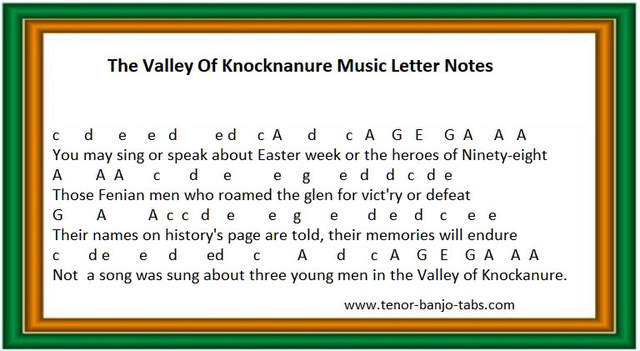 Valley Of Knocknanure music notes