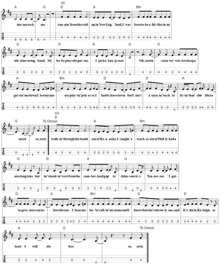 Wagon Wheel Mandolin Fingerstyle Tab With Chords part two