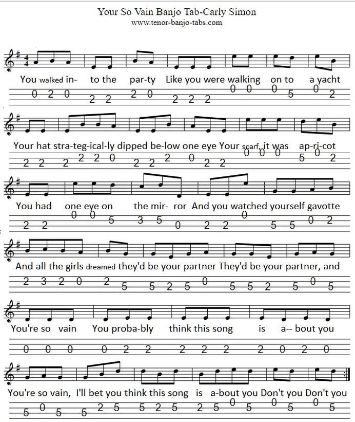 Your so vain sheet music