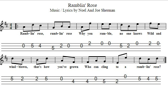 Ramblin' Rose Easy Mandolin Tab