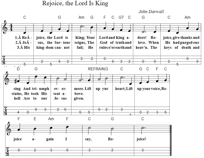 Rejoice The Lord Is King Sheet Music with chords
