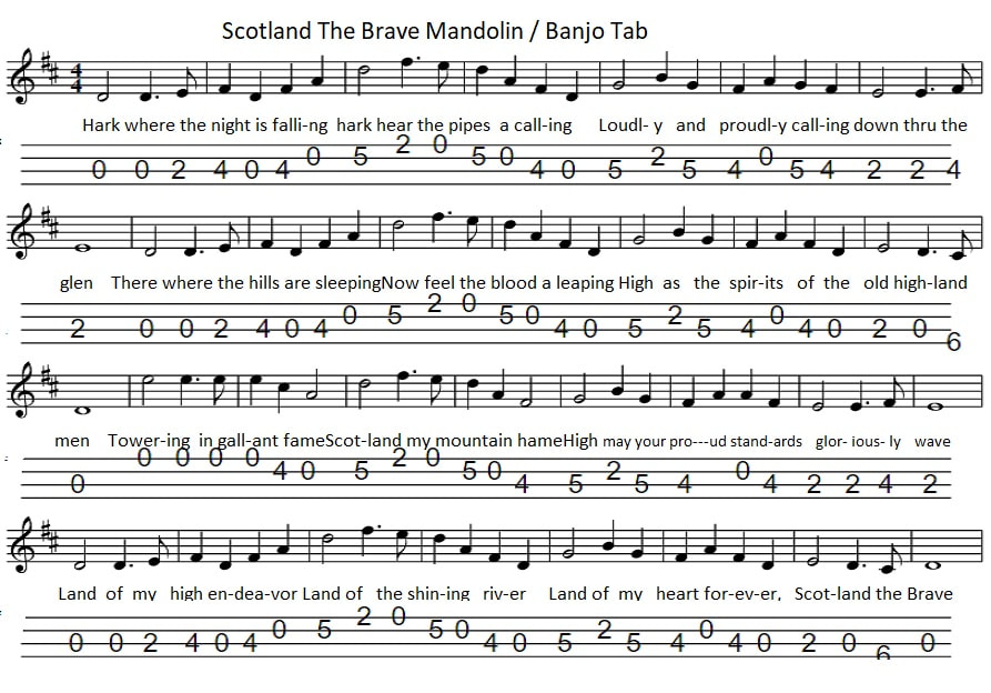 Scotland the brave banjo / mandolin tab