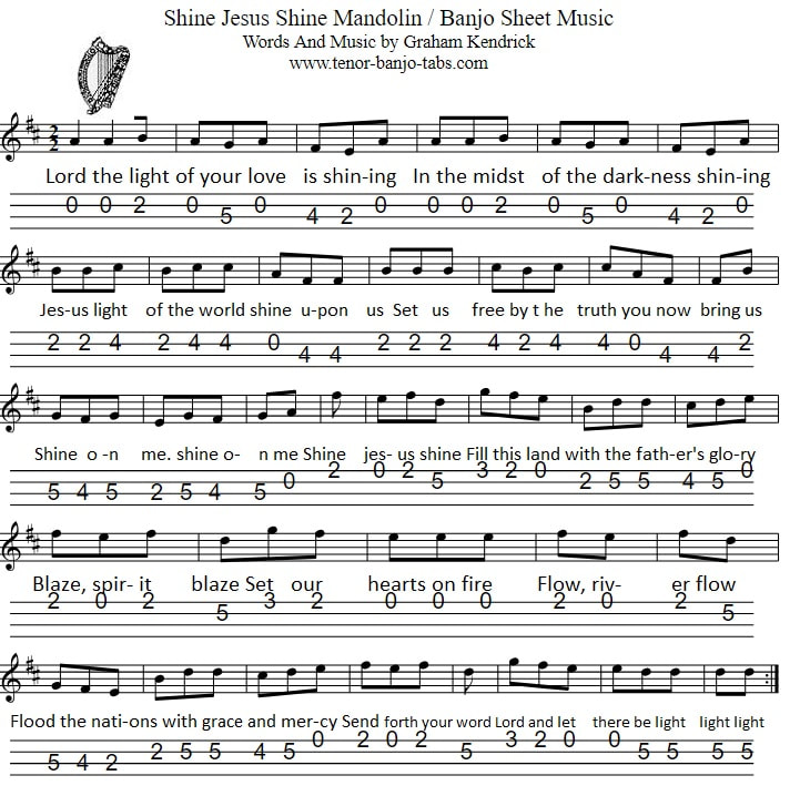 Shine Jesus Shine Mandolin / Banjo tab